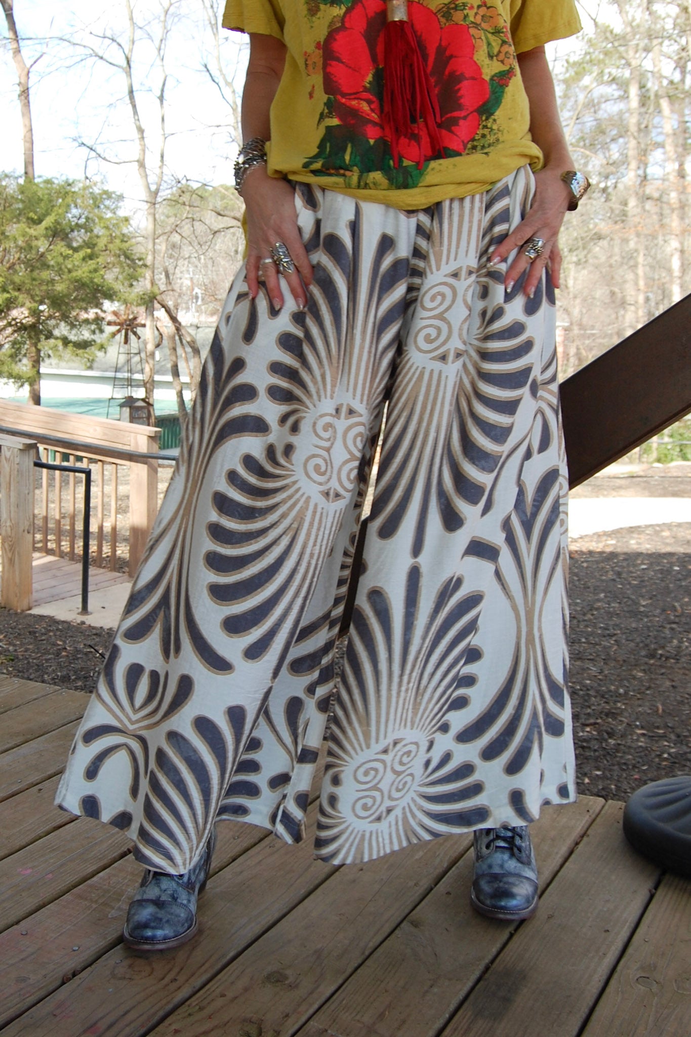 Ashley Printed Skirt Pants in Grey