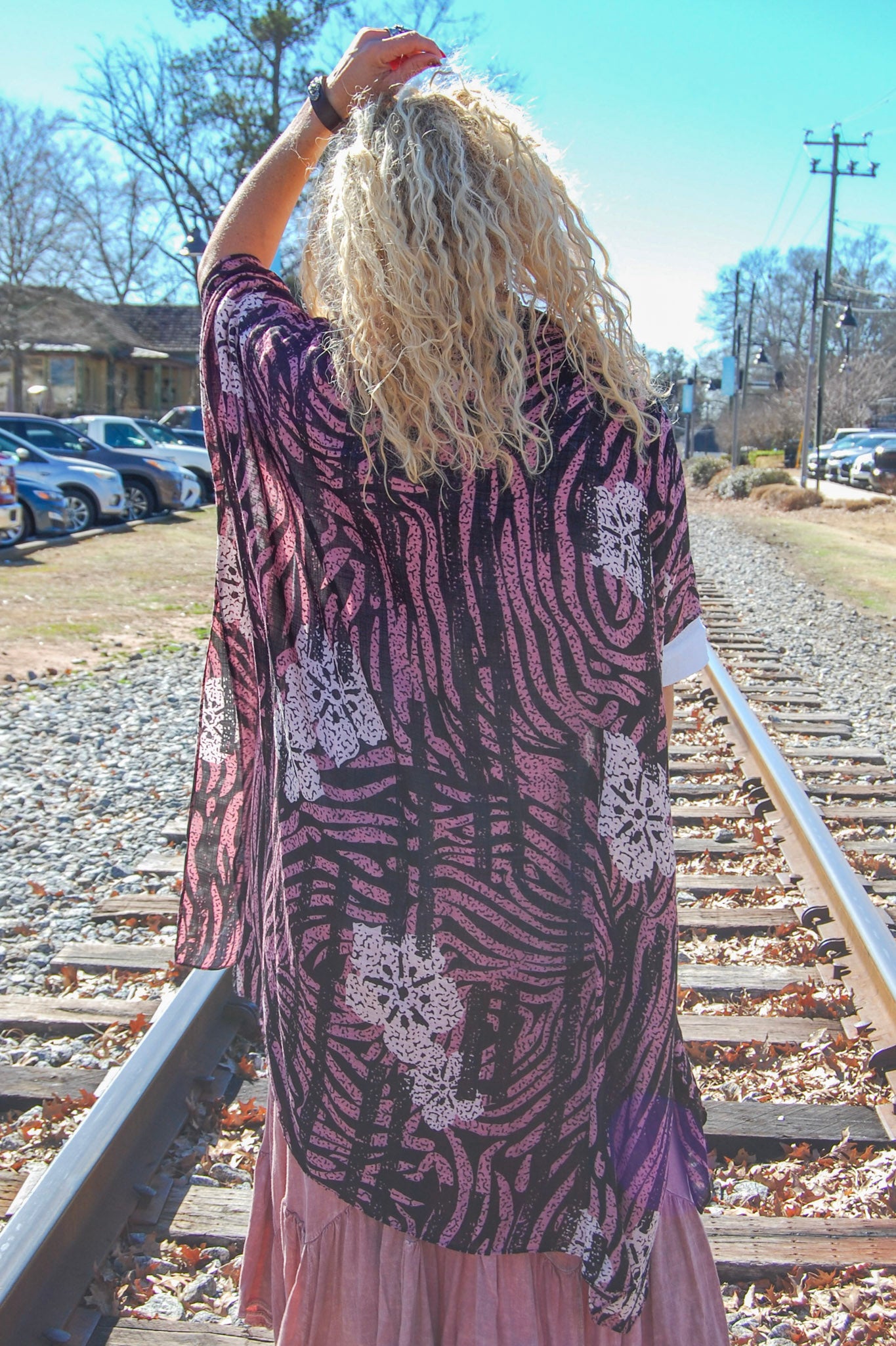 Monotone Floral Kimono Zebra