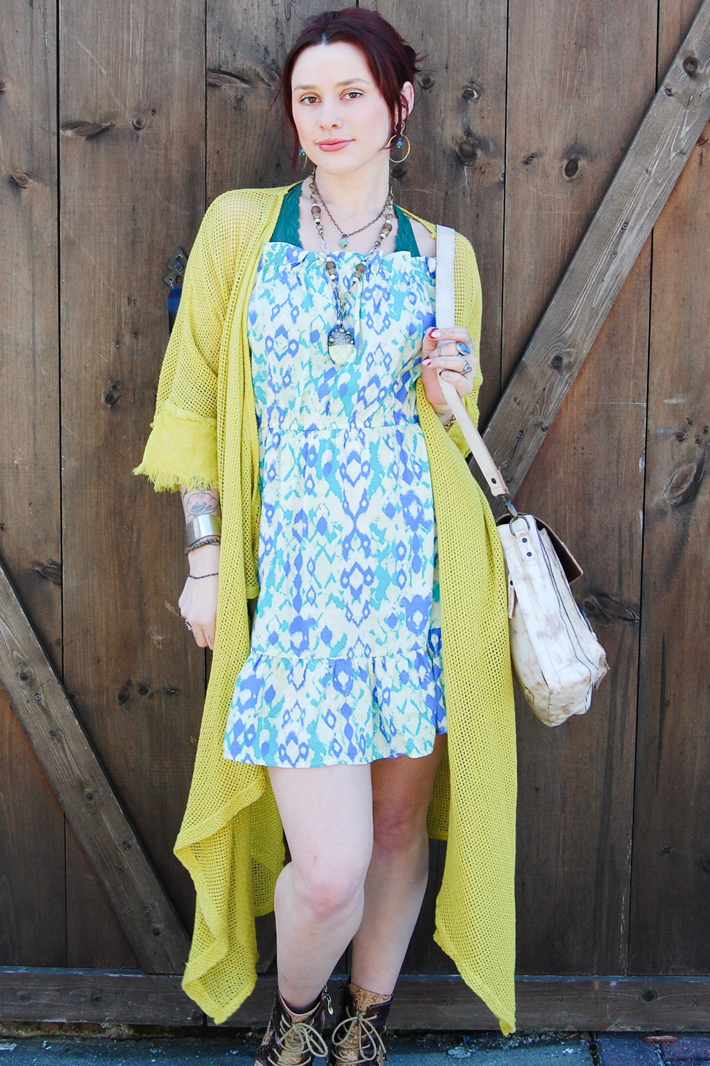 Vibrant Summer Mini Dress in Blue Mulit