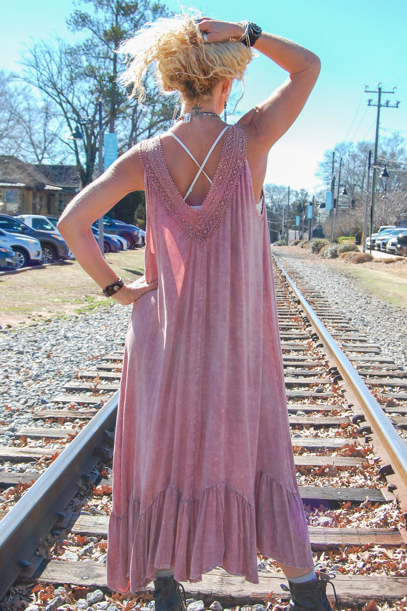 Floral V-Neck Cami Dress in Sugar Rose