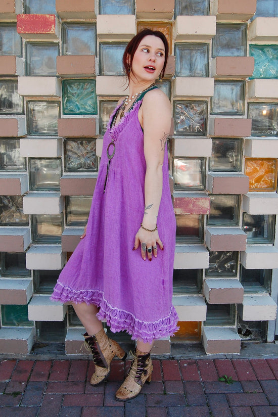 Load image into Gallery viewer, Frannie Fringe Dress in Magenta
