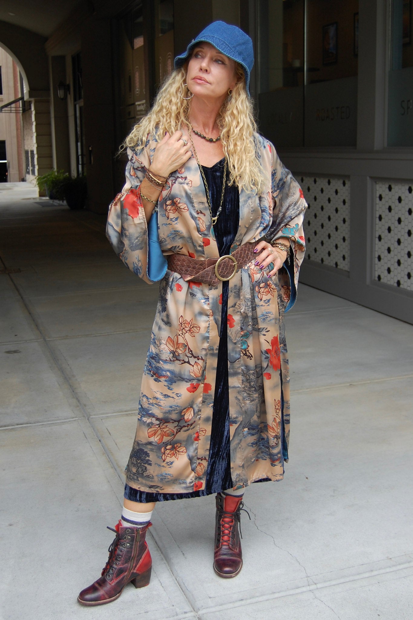 The Nicole Abstract Kimono in Teal