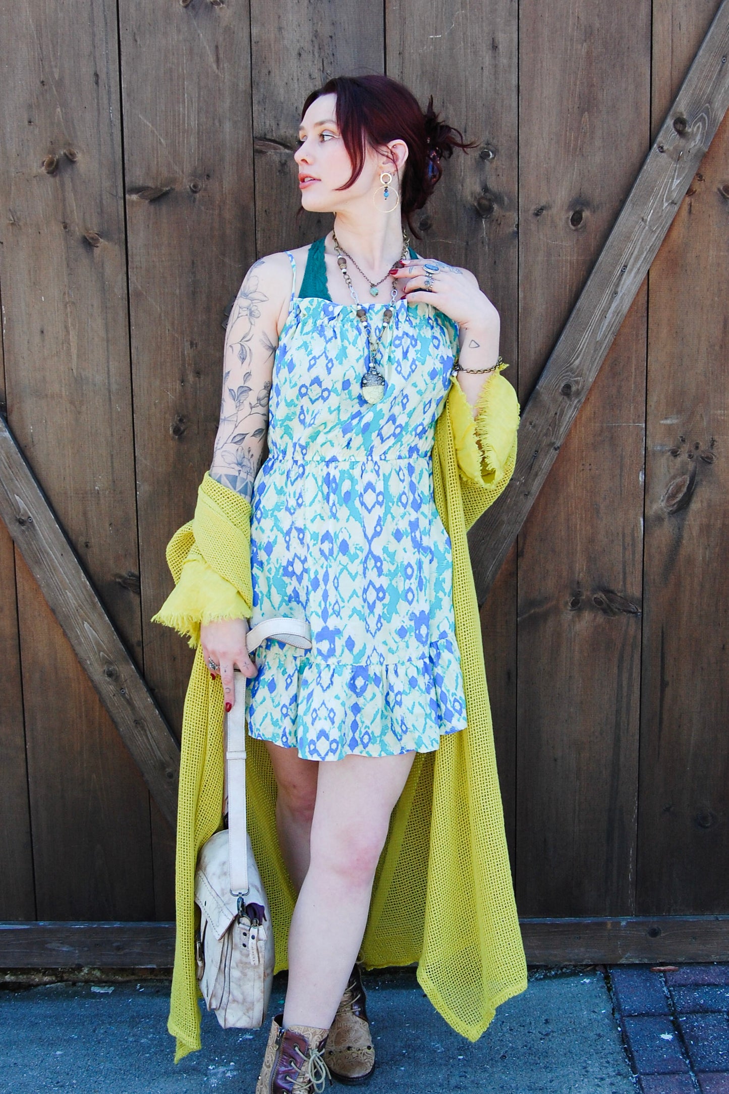 Net Cover Up in Mustard