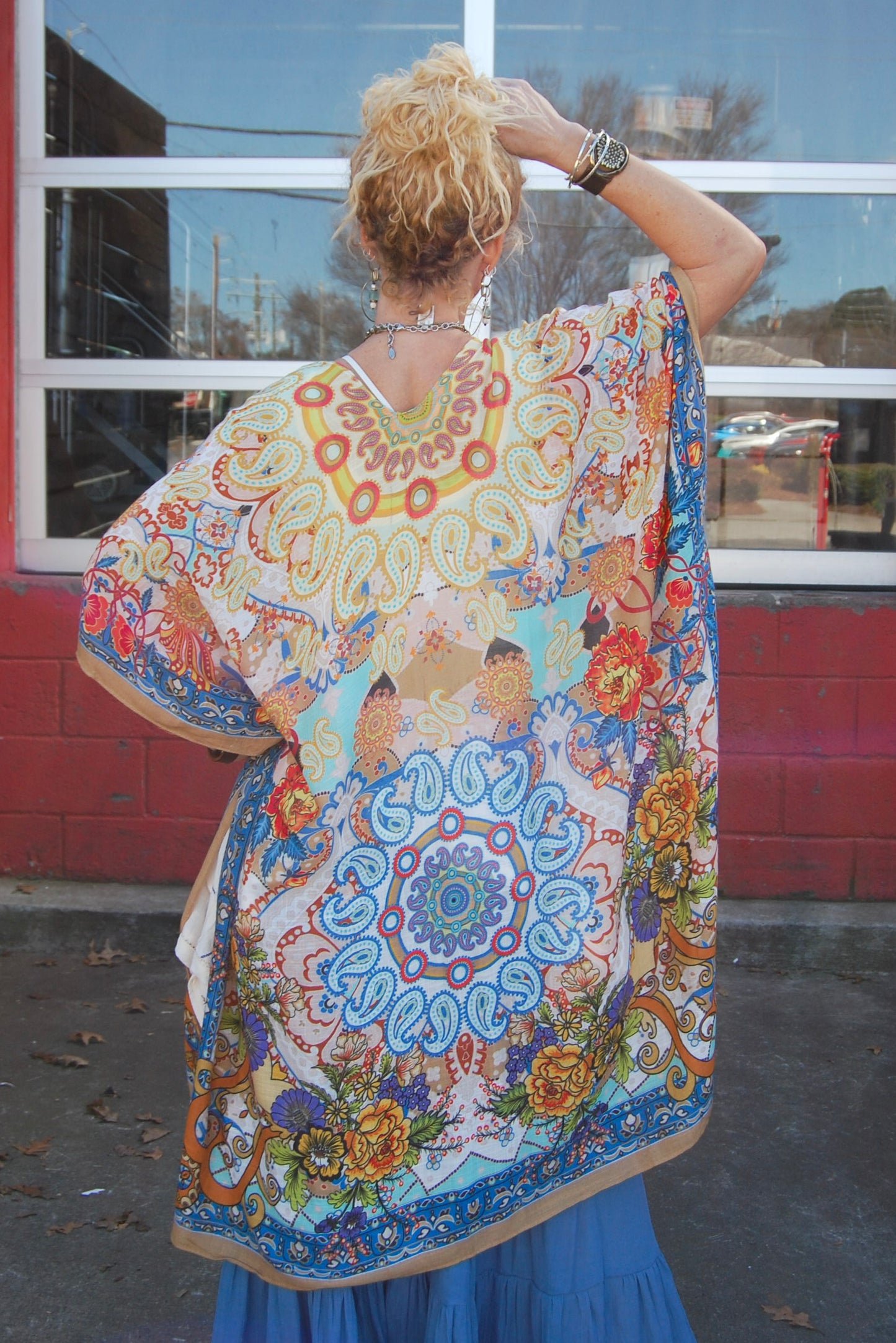Mary Mandala Kimono in Blue and Gold