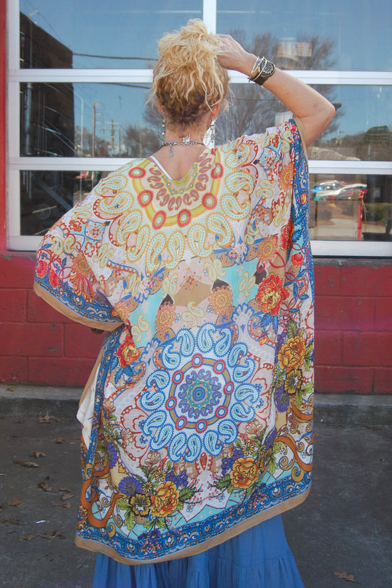 Mary Mandala Kimono in Blue and Gold