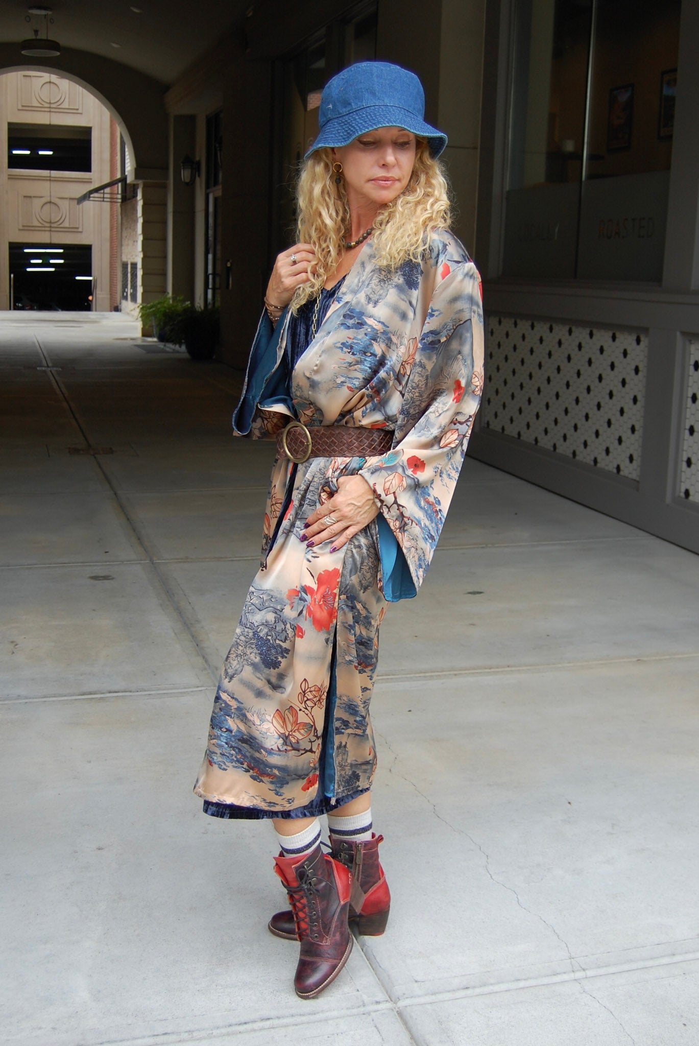 The Nicole Abstract Kimono in Teal