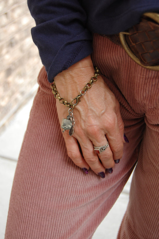 Spirit Lala Vintage Coin: The Pyrite Cube Drop Charm Bracelet