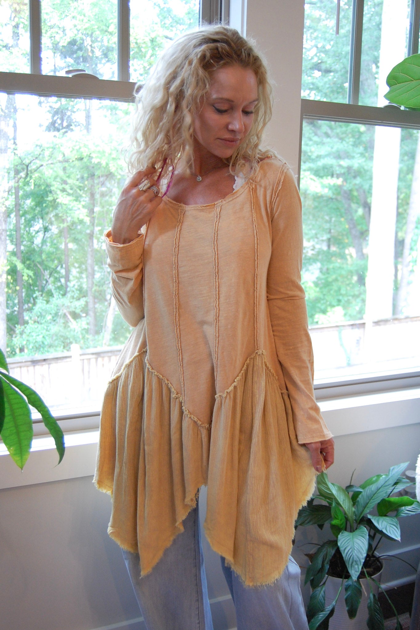 Halle Hem Tunic in Biscuit