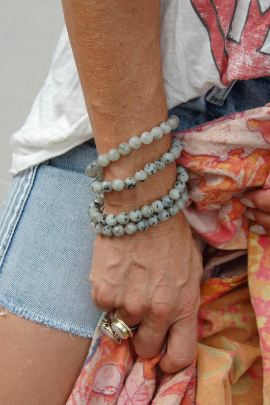 Kiwi Stone Gemstone Beaded Bracelet