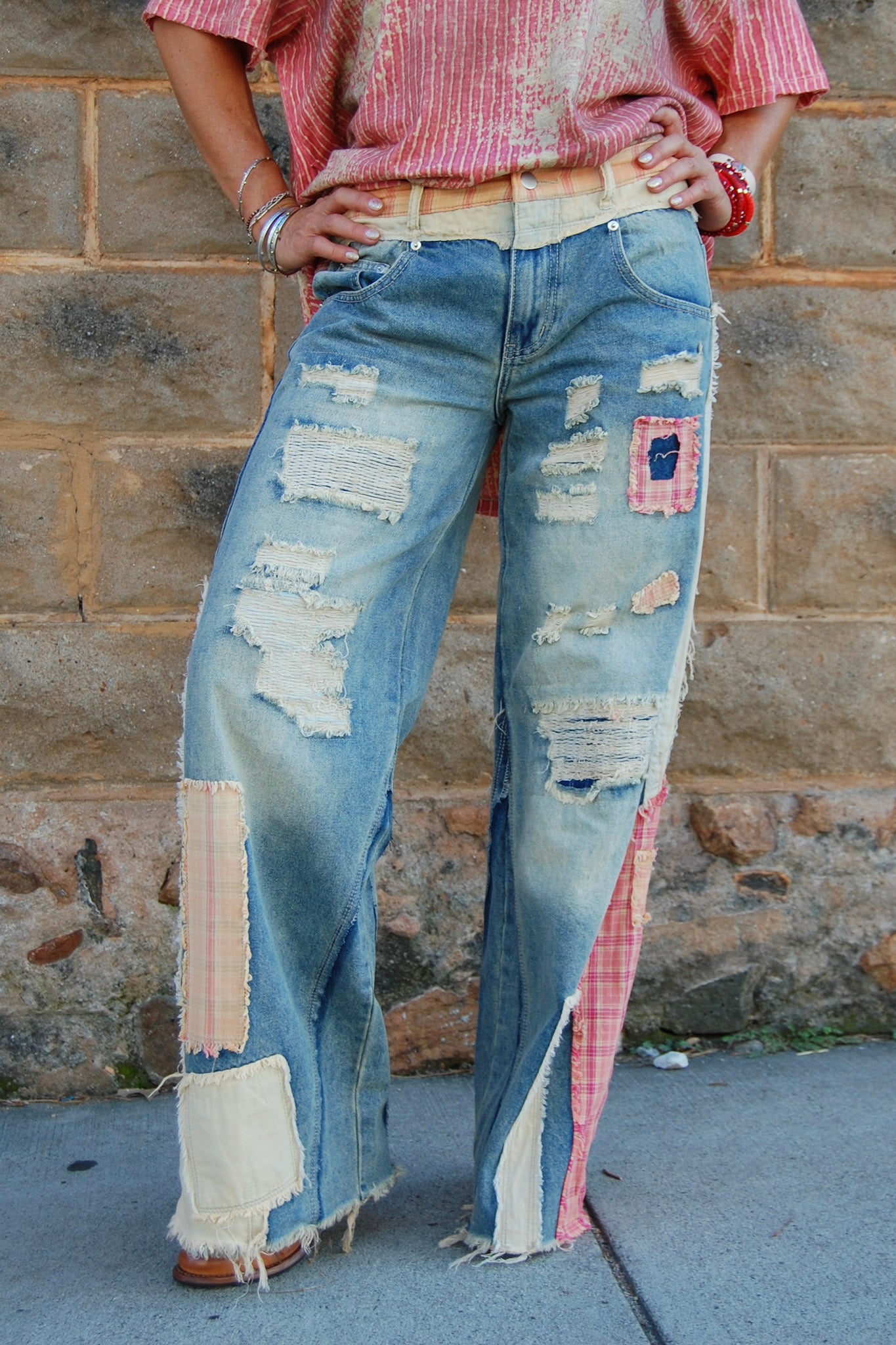 Priya Patchwork Jeans in Blue