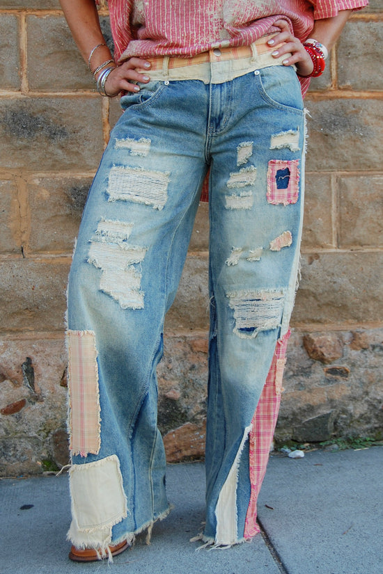 Priya Patchwork Jeans in Blue