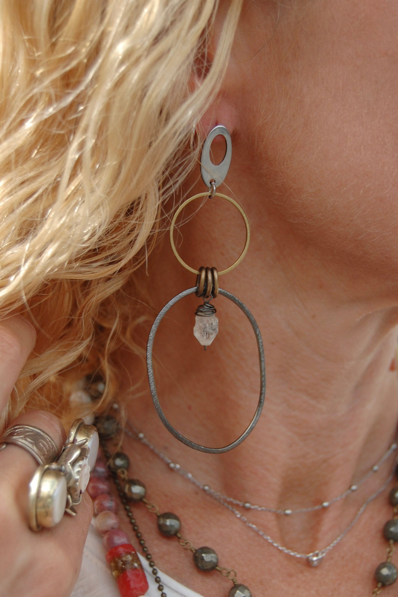 Spirit Lala Boho: Oval Top 2 Earrings in Quartz