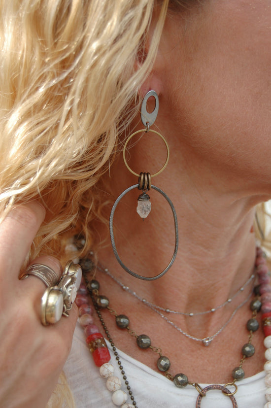 Spirit Lala Boho: Oval Top 2 Earrings in Quartz