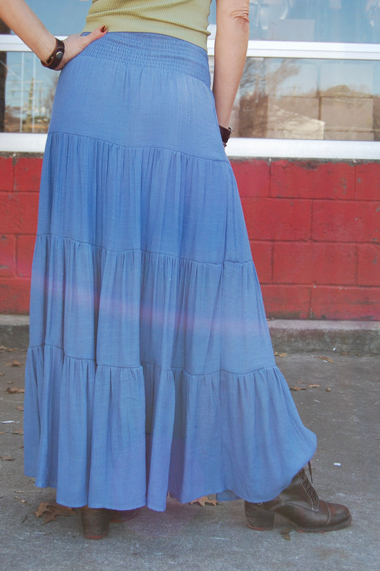 Load image into Gallery viewer, Sophie Smocked Maxi Skirt in Dark Blue
