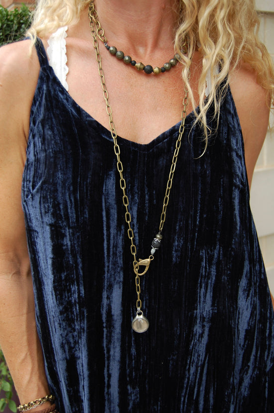 Spirit Lala Vintage Coin: Coin Lariat Brass Chain Drop Necklace