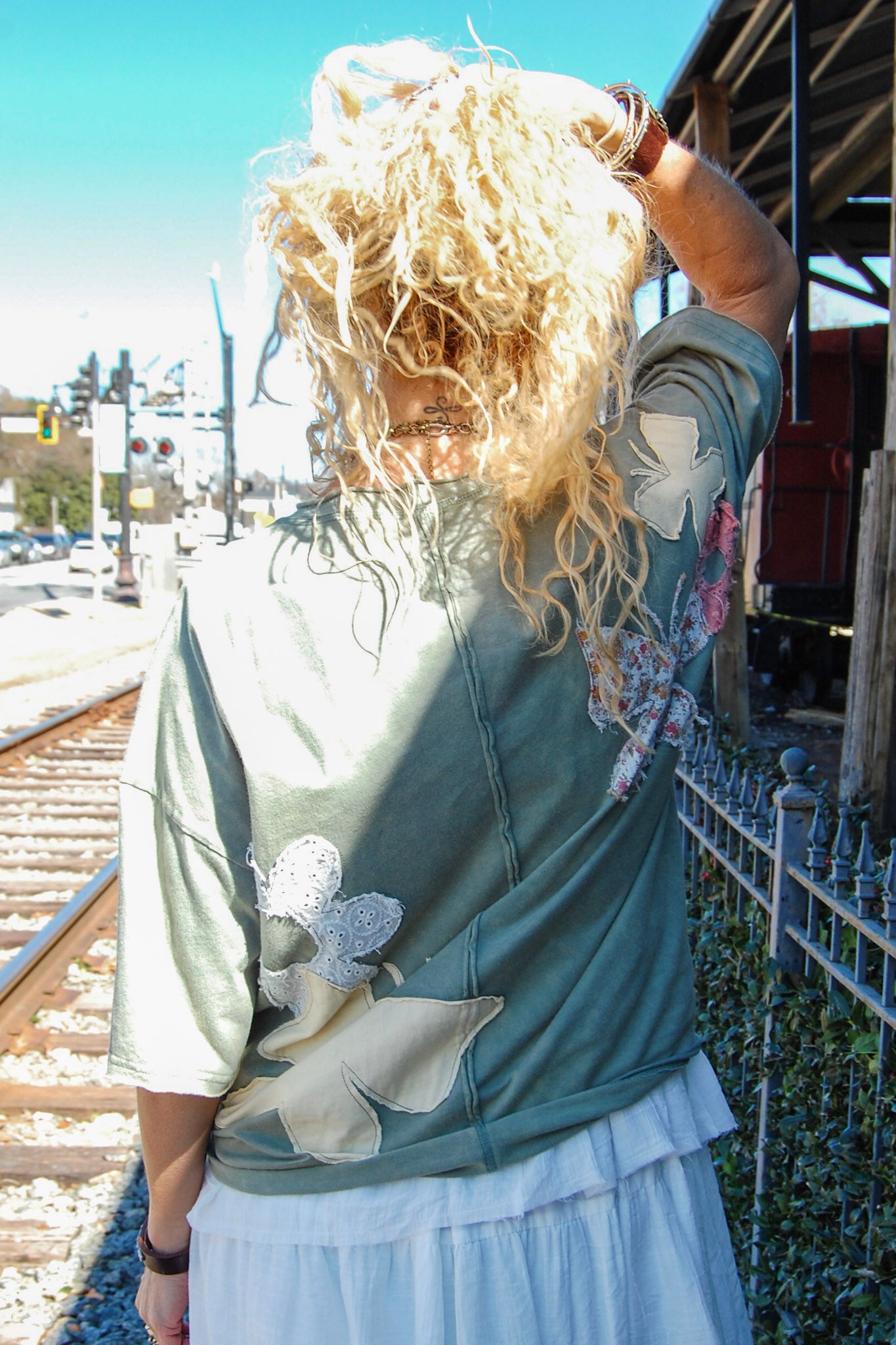 Butterfly Patchwork Top in Green