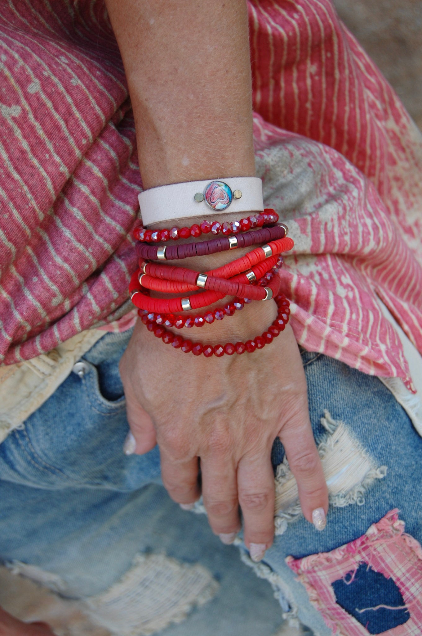 The Danni Beaded Bracelet in Red