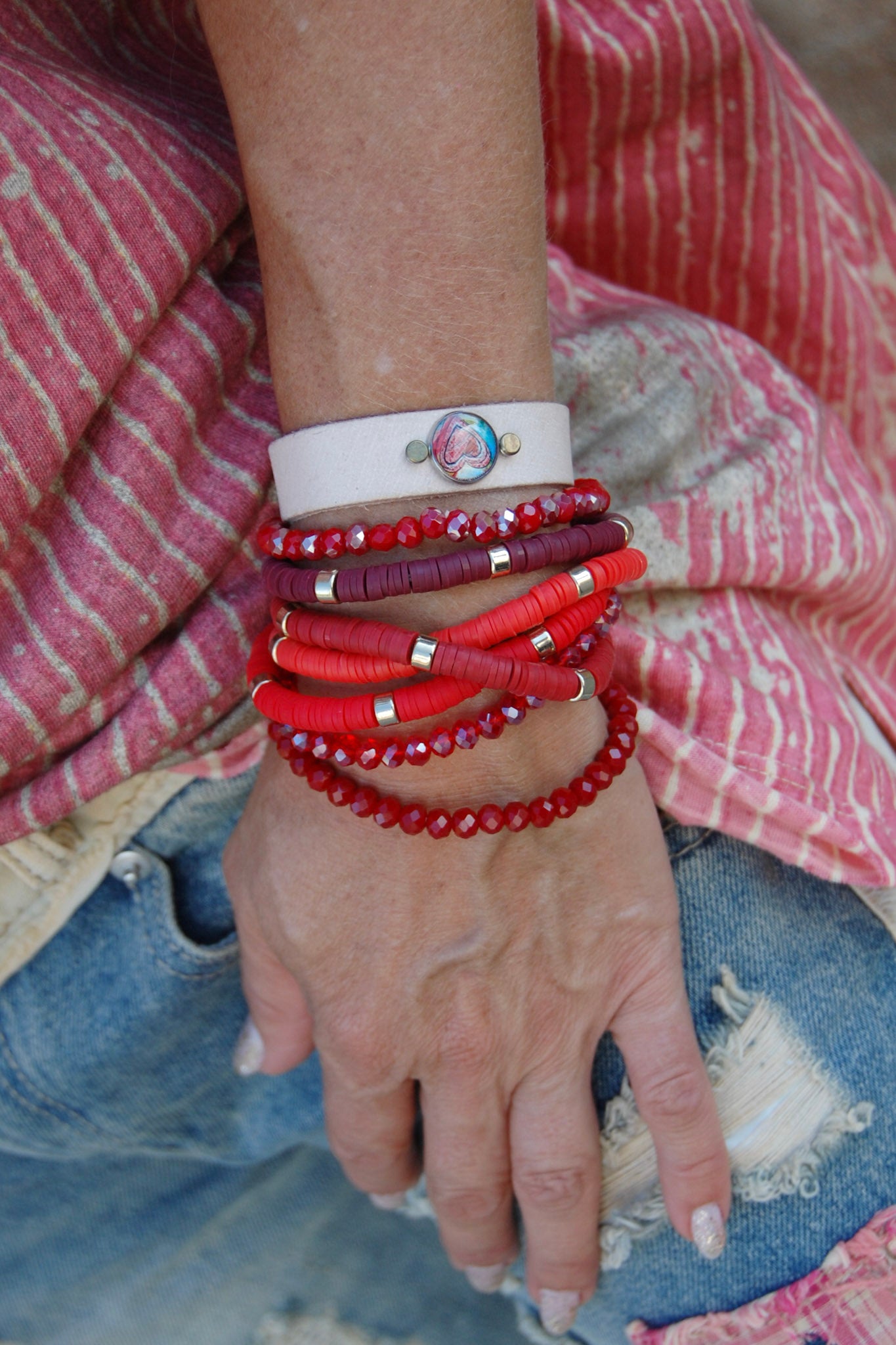 The Danni Beaded Bracelet in Red