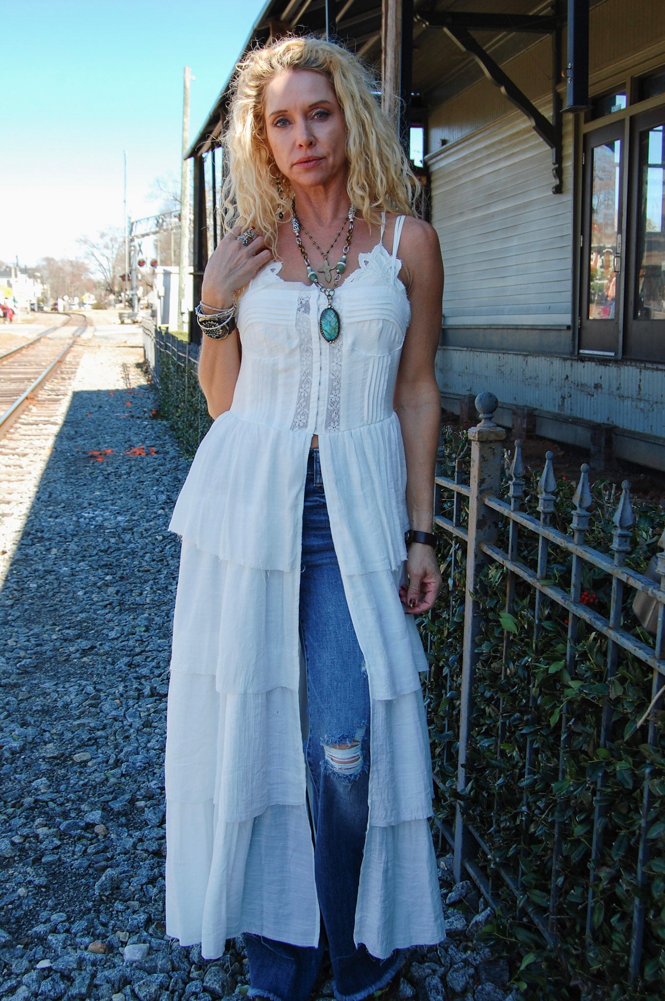 Ronnie Ruffle Corset in Off White