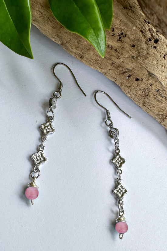 Three Drop Charm Earrings in Pink Tourmaline - SpiritedBoutiques Boho Hippie Boutique Style Earrings, Serenity Spirit Lala