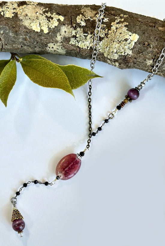 Spirit Lala Boho: Stone Drop Necklace in Purple