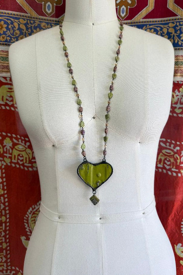 One of a Kind: Green Recycled Pendant Necklace