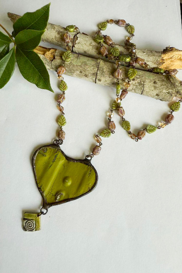 One of a Kind: Green Recycled Pendant Necklace