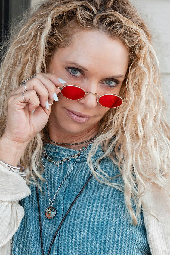 70's Round Sunnies in Red - SpiritedBoutiques Boho Hippie Boutique Style Sunglasses, YooMoo