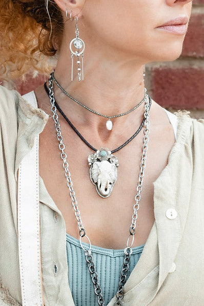 Ivory Elephant Braided Necklace - SpiritedBoutiques Boho Hippie Boutique Style Necklace, Spirit La La vintage coin