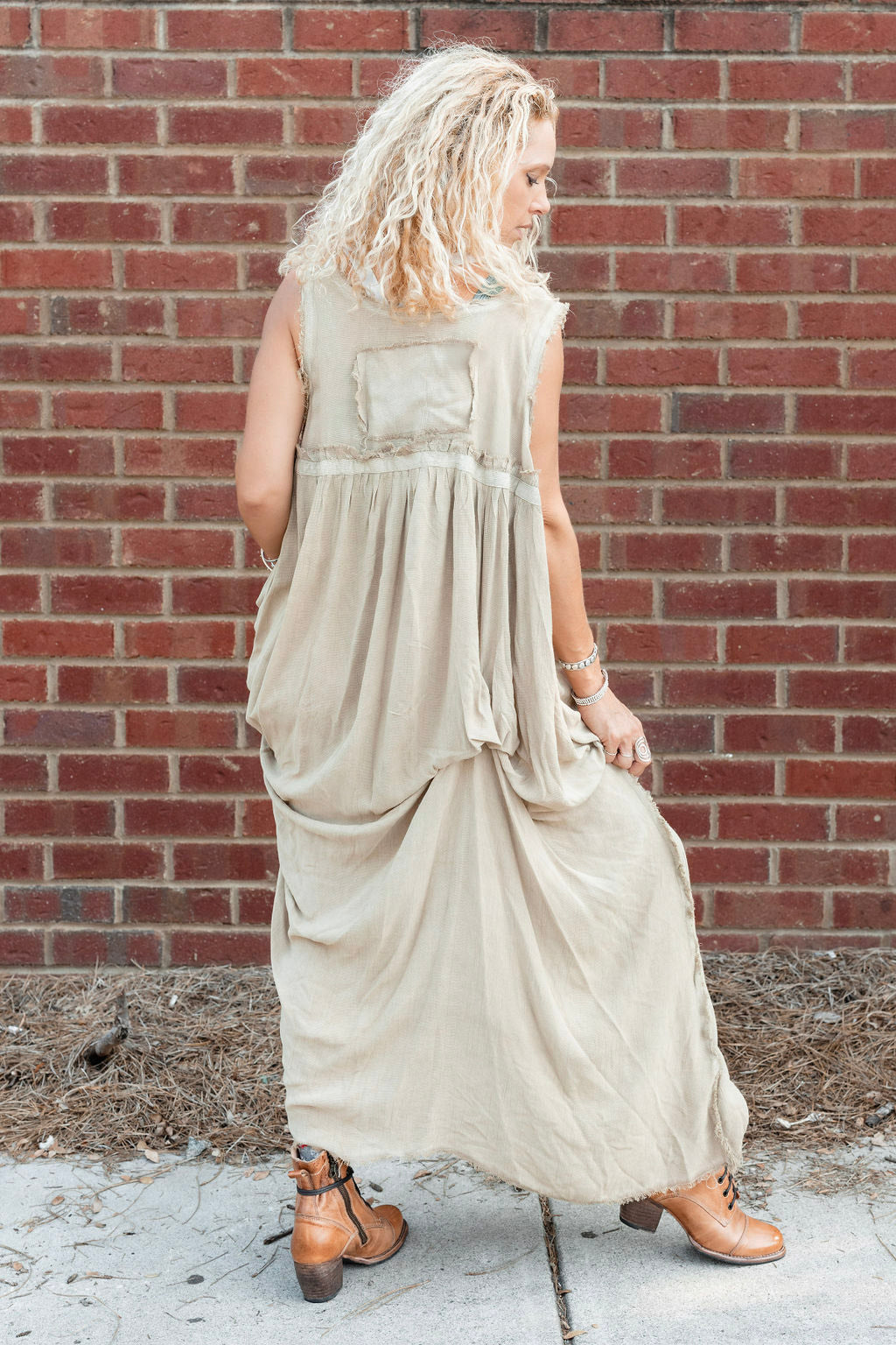 Load image into Gallery viewer, The Haystack Dress in Tan - SpiritedBoutiques Boho Hippie Boutique Style Dress, A Rare Bird
