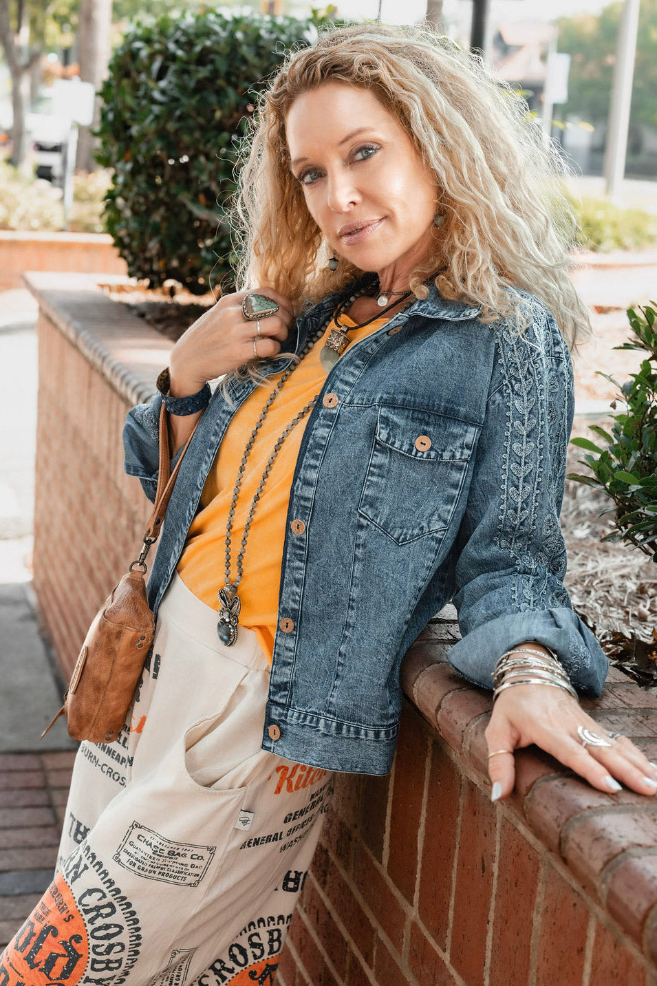 The Clover Denim Jacket in Blue - SpiritedBoutiques Boho Hippie Boutique Style Jacket, Young Threads