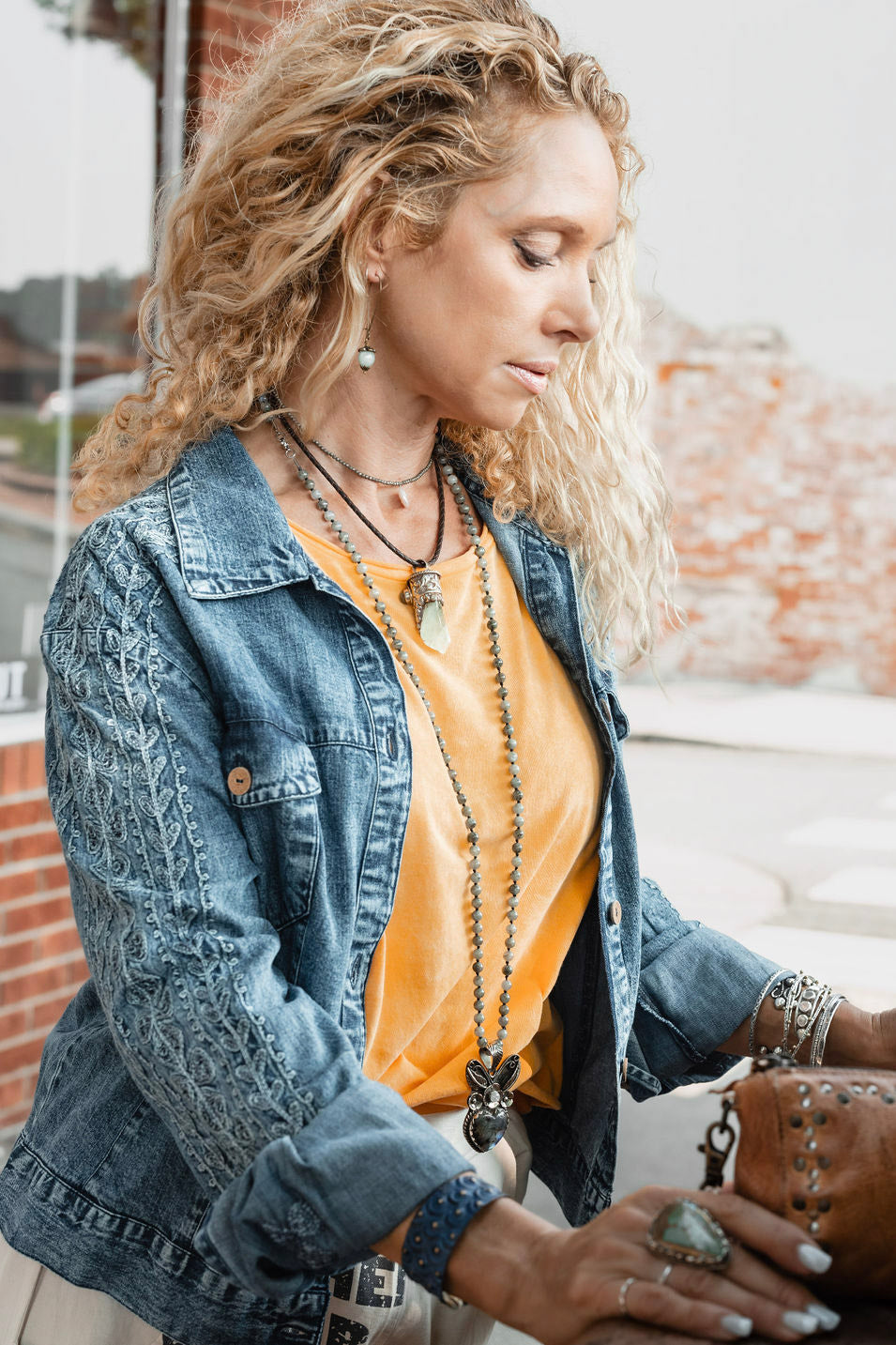 Load image into Gallery viewer, The Clover Denim Jacket in Blue - SpiritedBoutiques Boho Hippie Boutique Style Jacket, Young Threads

