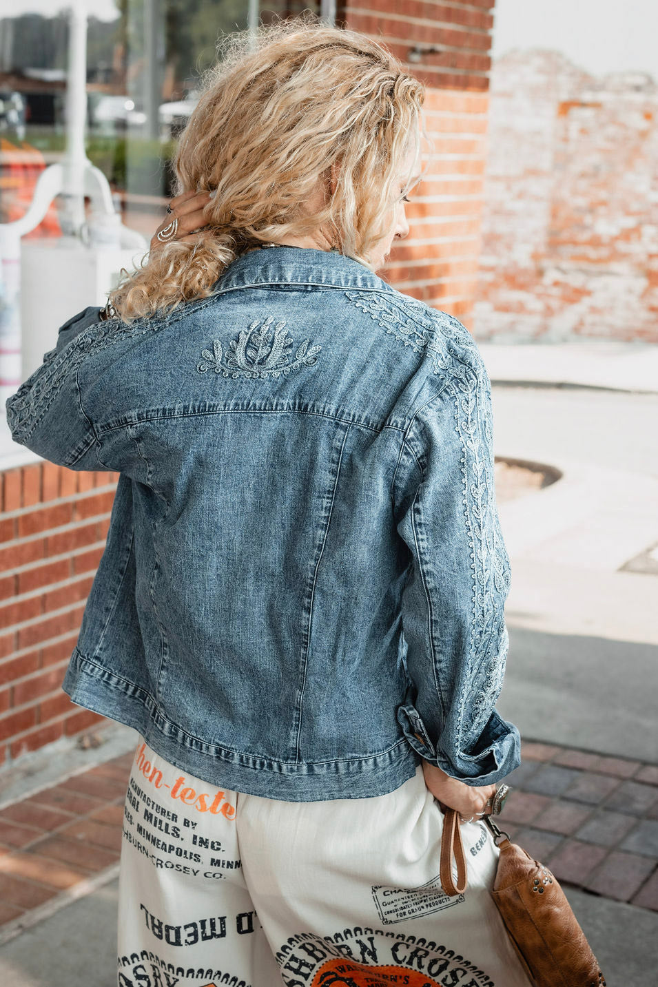 The Clover Denim Jacket in Blue - SpiritedBoutiques Boho Hippie Boutique Style Jacket, Young Threads