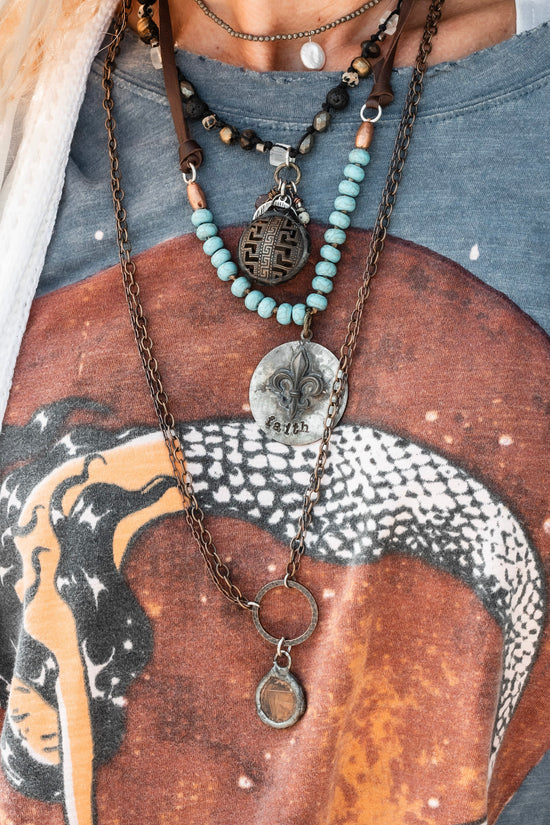 Double Chain Coin Necklace - SpiritedBoutiques Boho Hippie Boutique Style Necklace, Spirit Lala Vintage Coin