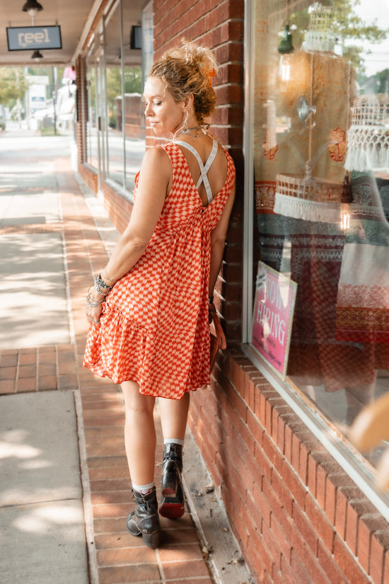 The Geo Dress in Scarlet - SpiritedBoutiques Boho Hippie Boutique Style Dress, Millibon