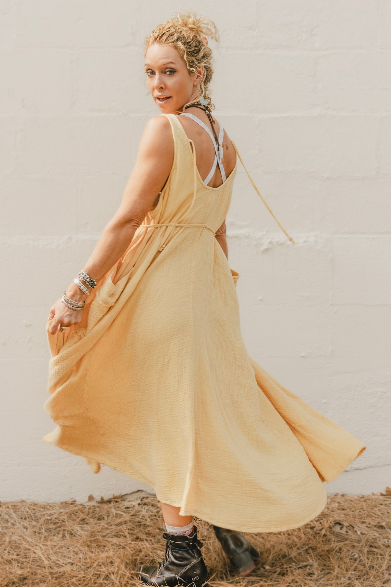 Emma Oversized Dress in Sunflower - SpiritedBoutiques Boho Hippie Boutique Style Dress, Oli & Hali