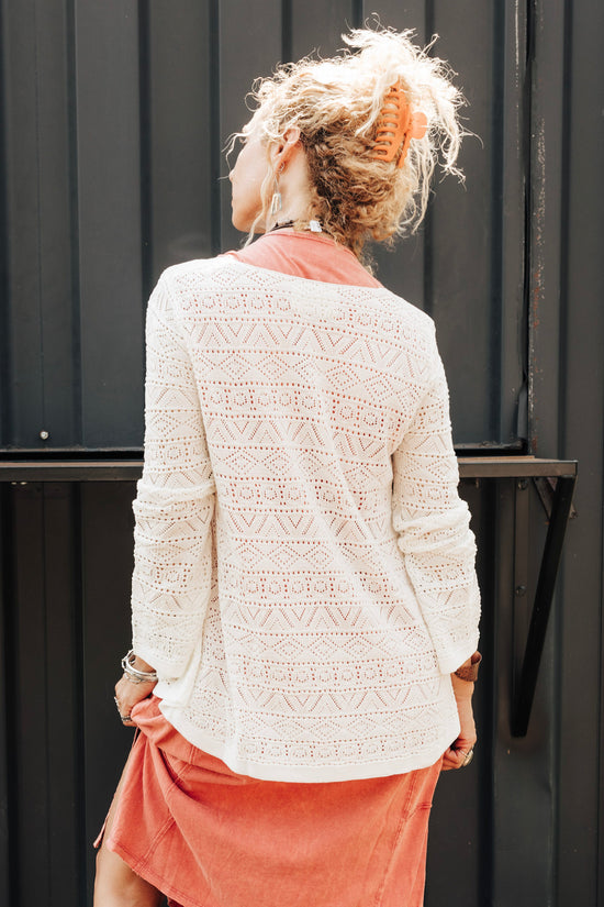 Jenny Knit Pullover in White - SpiritedBoutiques Boho Hippie Boutique Style Top, Sadie & Sage