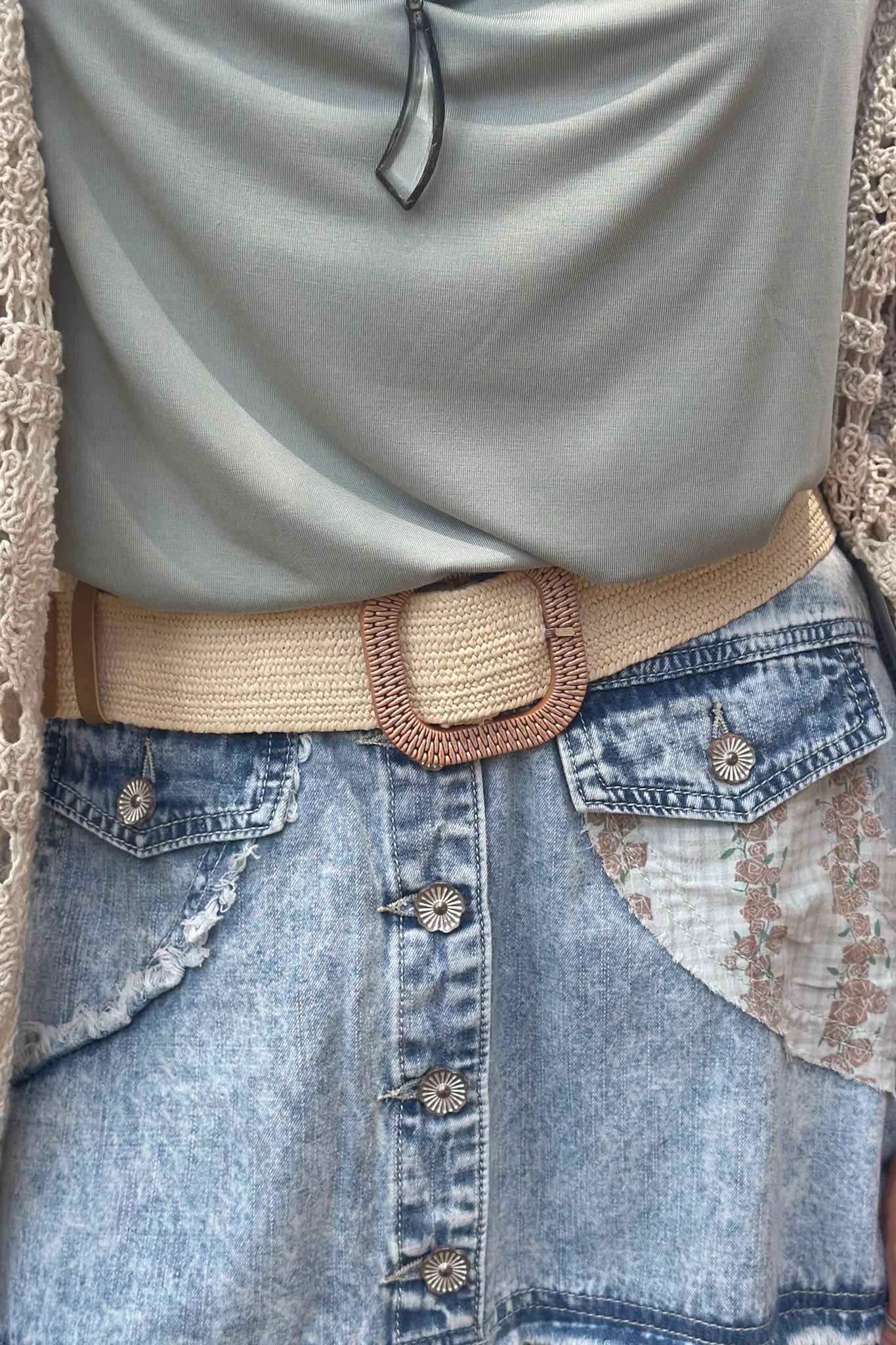 Vintage Stretch Belt in White