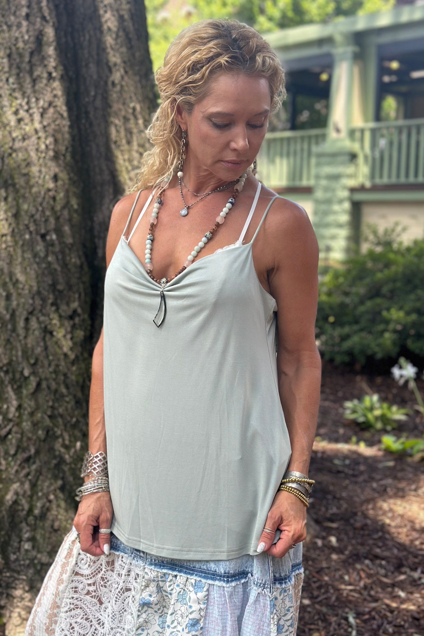 Rose Petal Tank in Shadow Olive