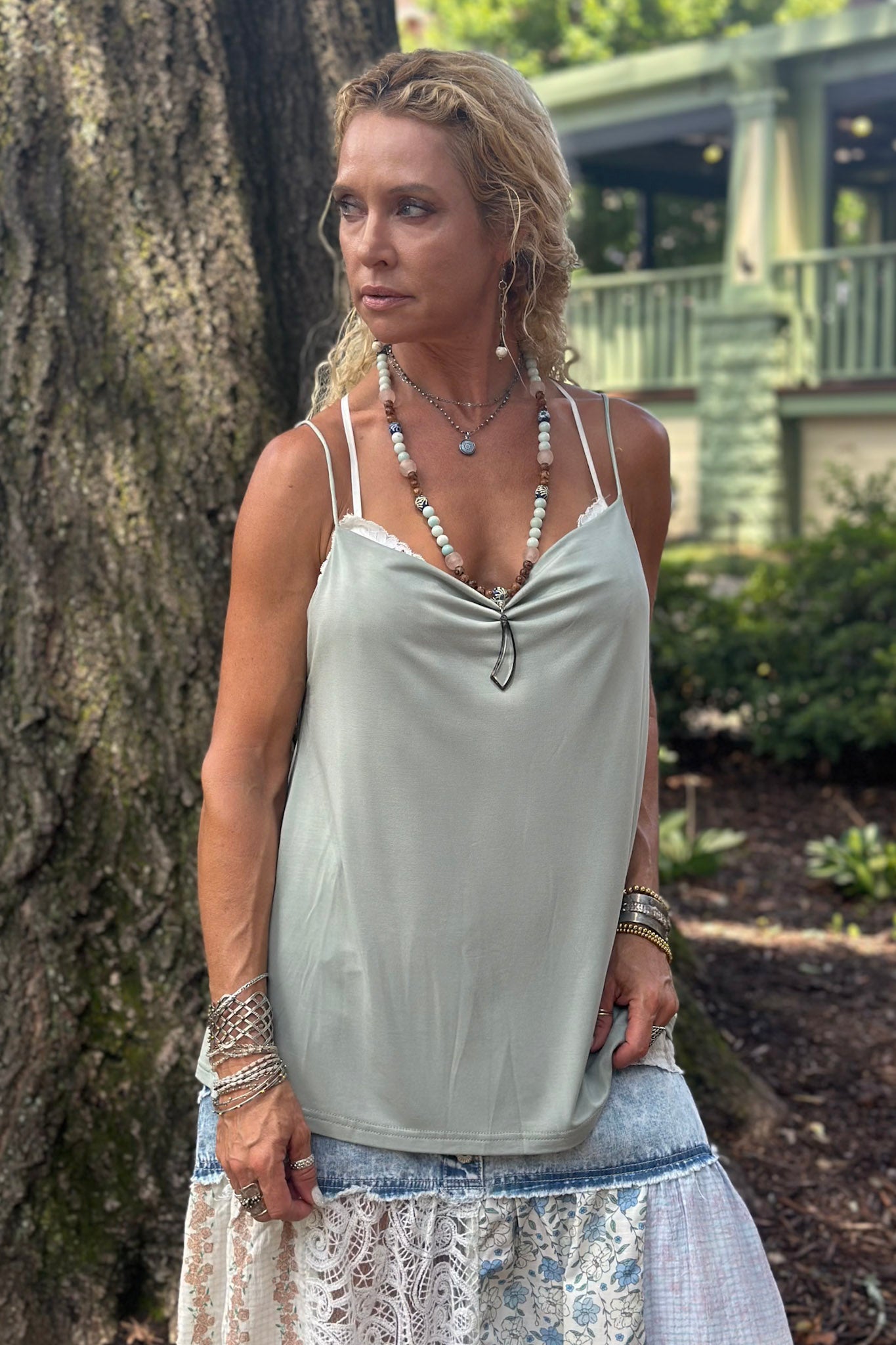 Rose Petal Tank in Shadow Olive