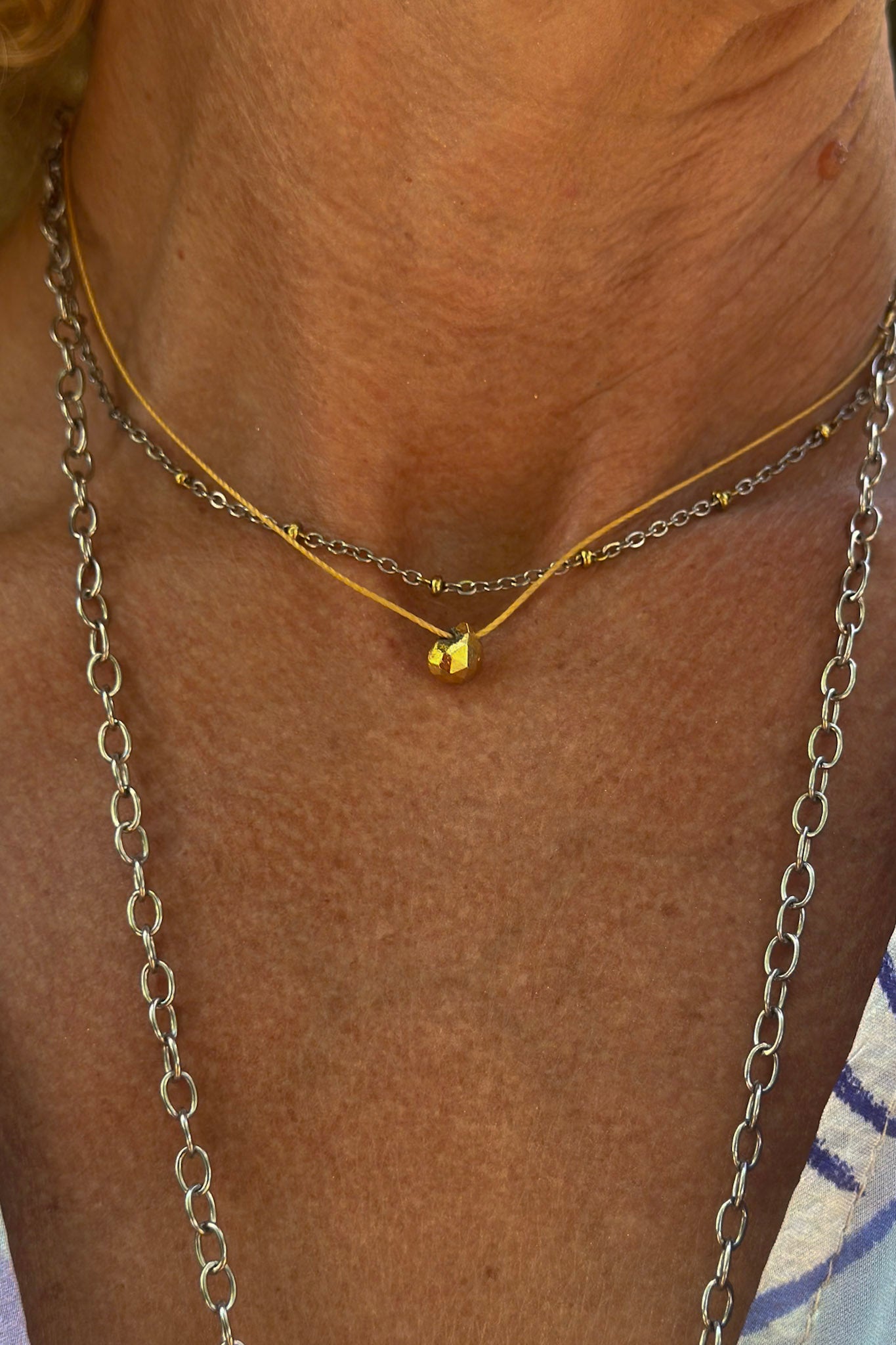 Golden Silk Gemstone Necklace in Gold Pyrite