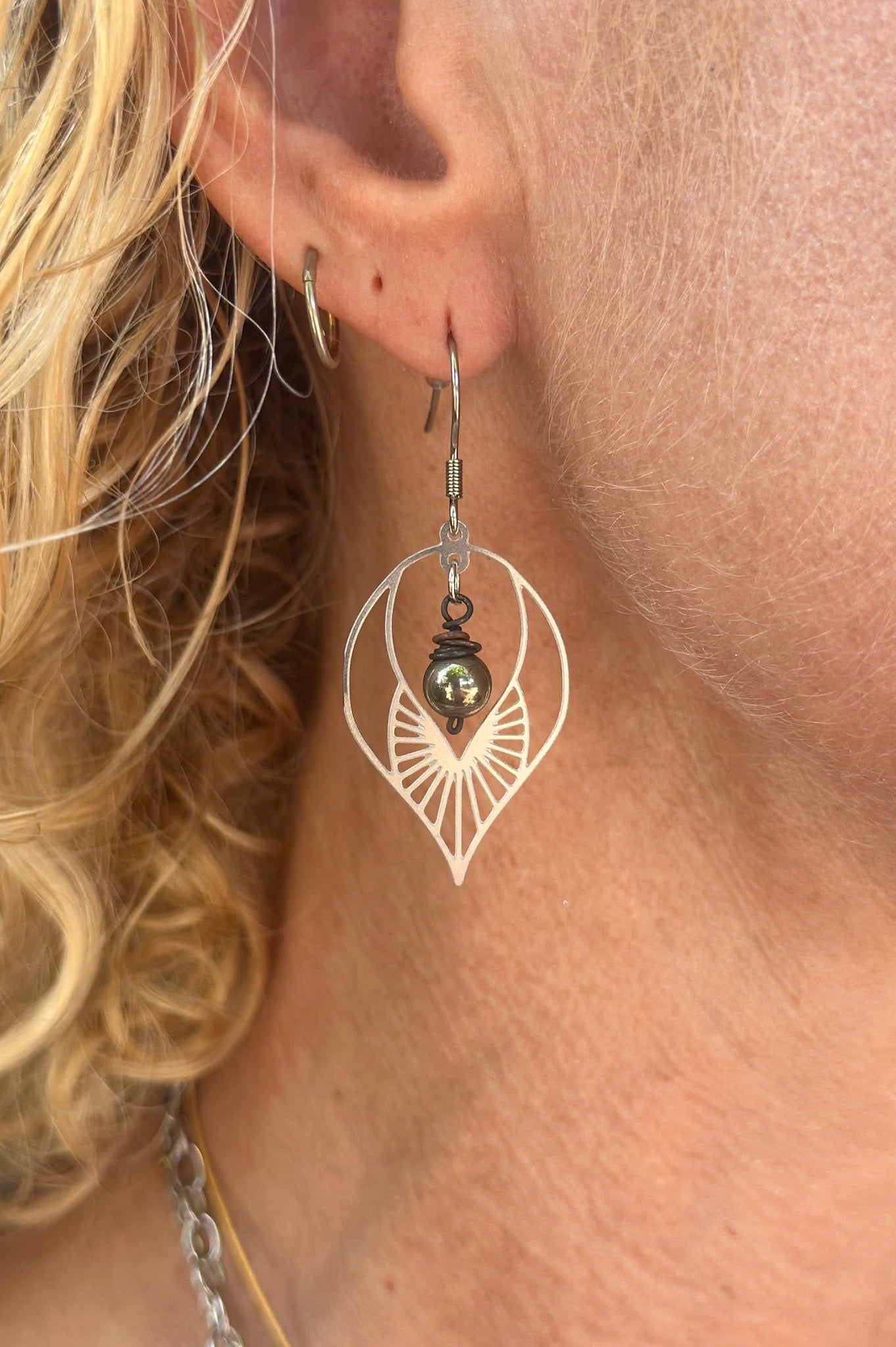 Simple Tear Drop Earrings in Pyrite
