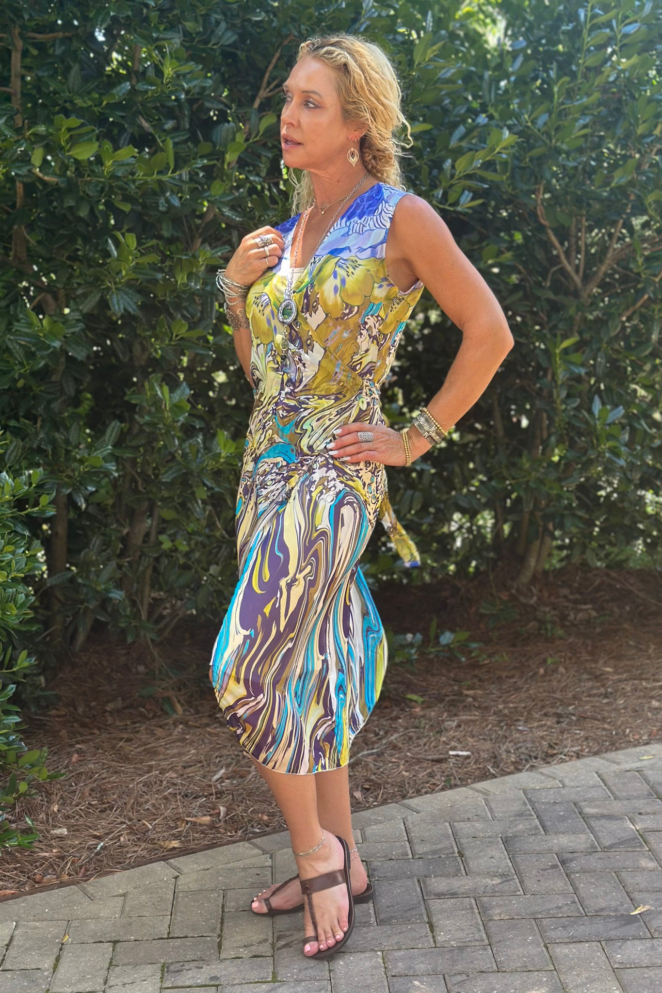 Wendy Printed Wrap Dress in Citron