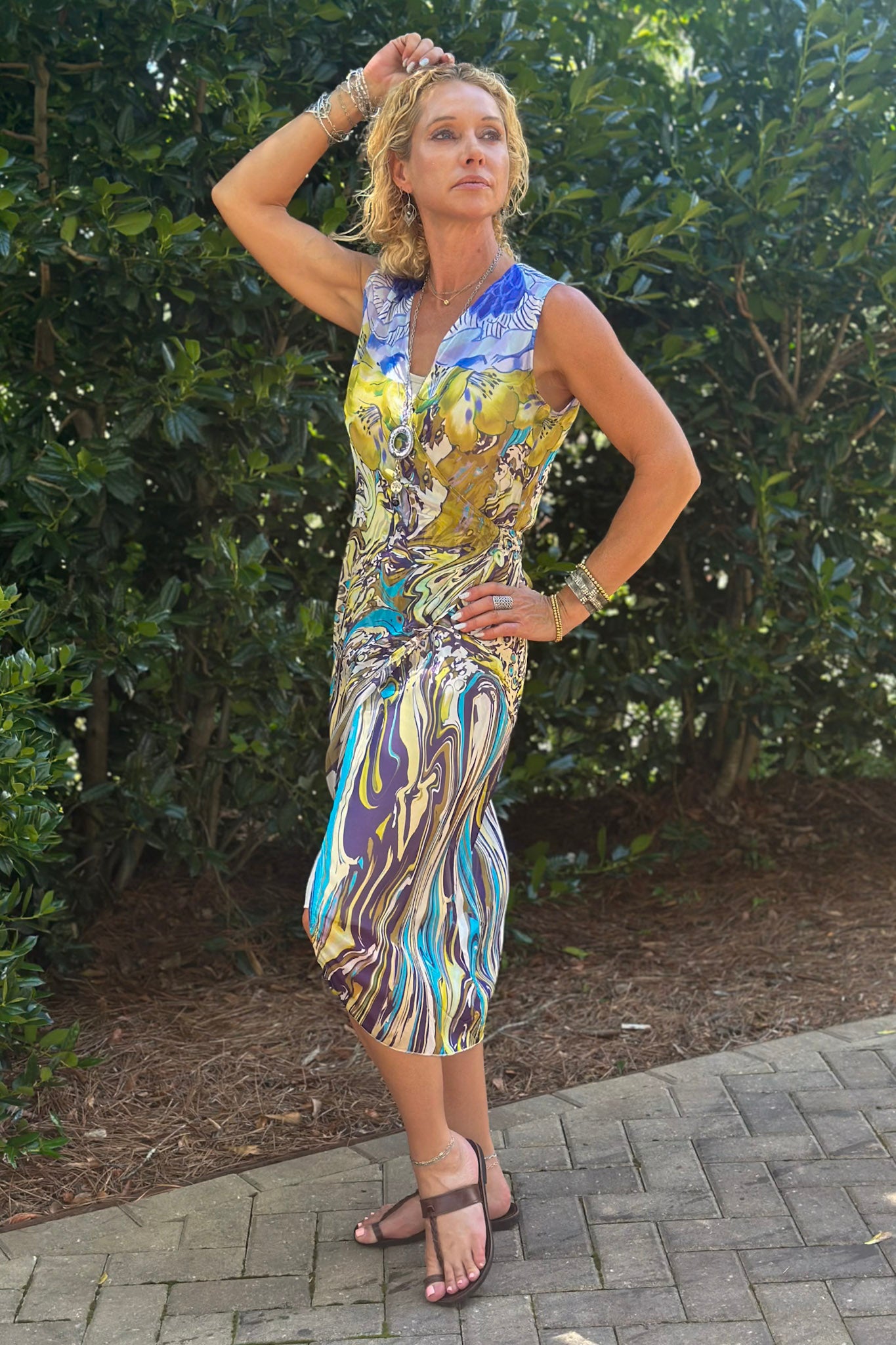 Wendy Printed Wrap Dress in Citron