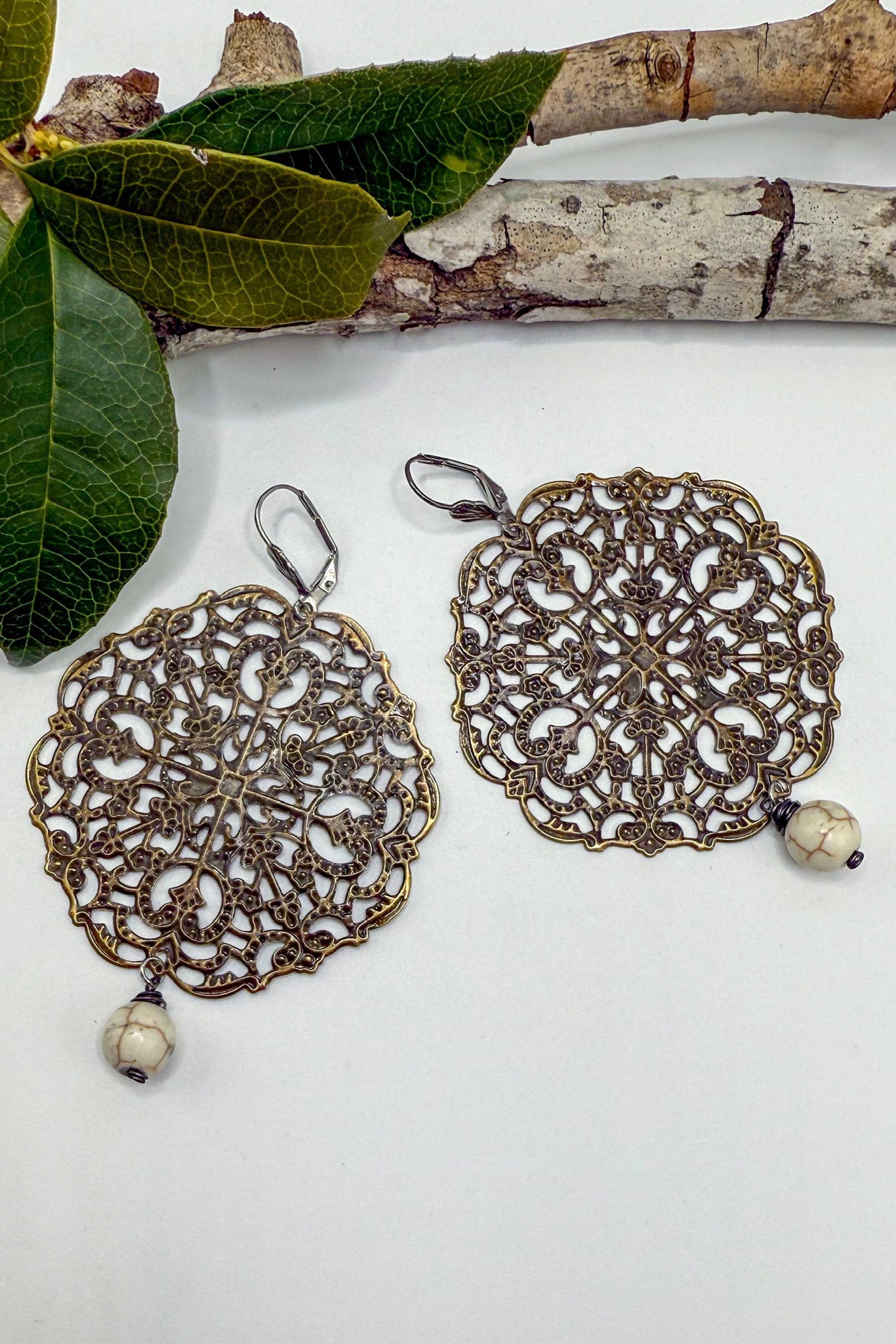 Spirit Lala Vintage Coin: Large Filigree Mandala Earrings