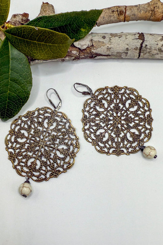 Spirit Lala Vintage Coin: Large Filigree Mandala Earrings