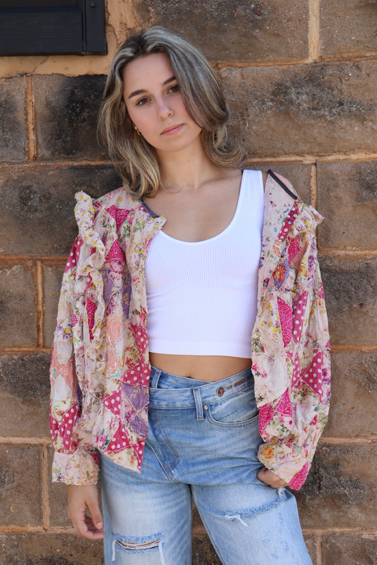 Magnolia Pearl Quiltwork Bach Cropped Jacket in Multi