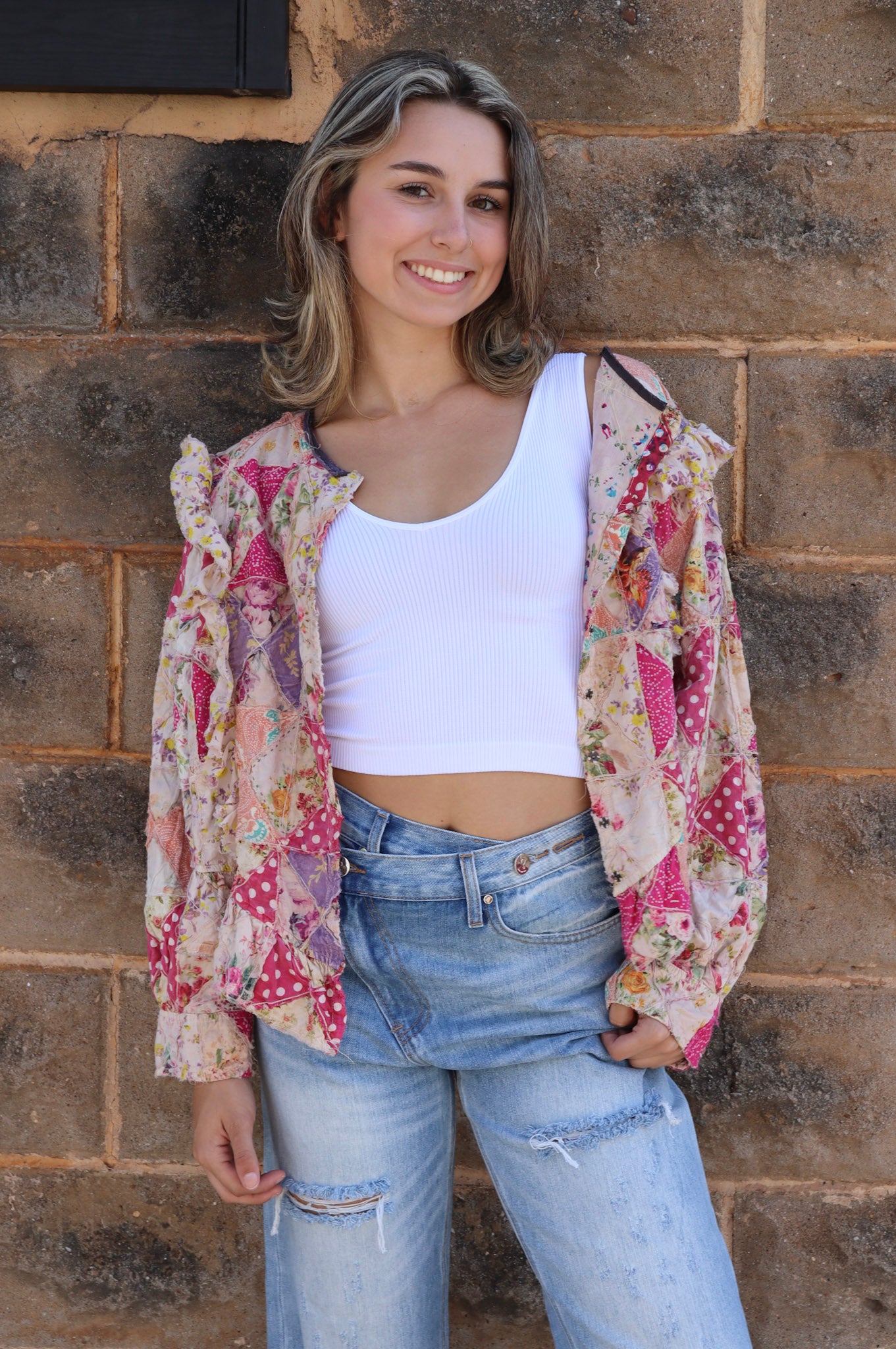 Magnolia Pearl Quiltwork Bach Cropped Jacket in Multi