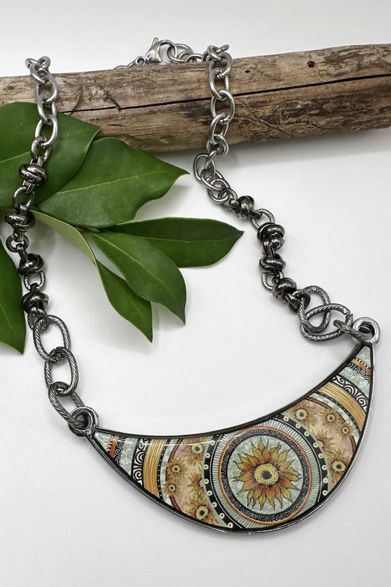 Spirit Lala: Green Sunflower Arc Necklace