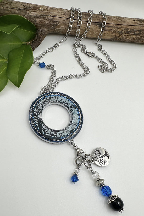 Spirit Lala: Tree Of Life Dark Blue Statement Circle Necklace